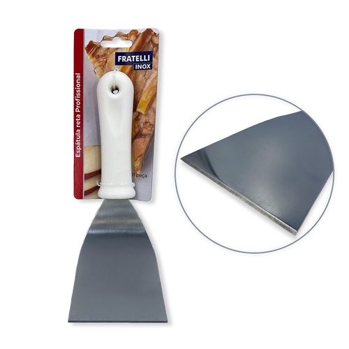 WE DROP - Espatula Reta Inox Original Chapa Lanche Chapeiro Cozinha
