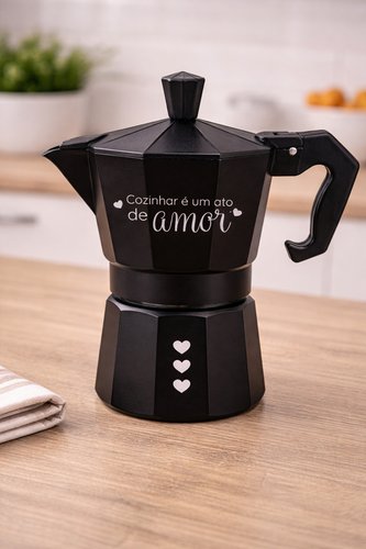 Cafeteira Italiana Milano Inox Preta Rende 6 Xícaras