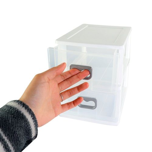 Mini Gaveteiro Branco com Gavetas Transparentes