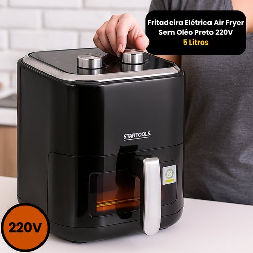 Fritadeira Elétrica Air Fryer Sem Óleo Preto 220v - 5 Litros