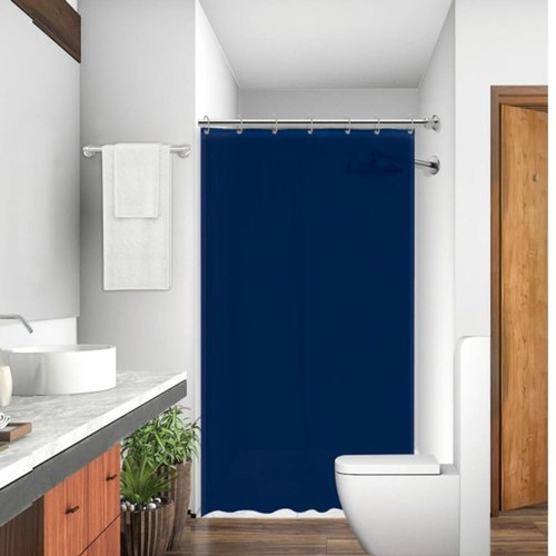 Cortina De Box Em Tecido Liso - Azul