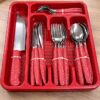 Conjunto Talheres Vermelho Aço Inox 26 Peças