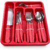 Conjunto Talheres Vermelho Aço Inox 26 Peças