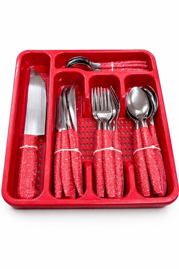Conjunto Talheres Vermelho Aço Inox 26 Peças