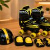 Patins Infantil com Kit de Proteção tam 30-33- Preta e amarela