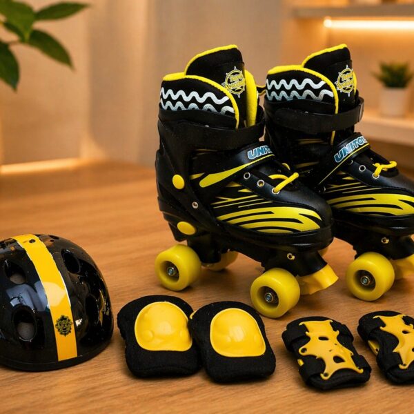 15524867741-e2ry1i7f3rk-xl.jpg Patins Infantil com Kit de Proteção tam 30-33- Preta e amarela