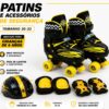 Patins Infantil com Kit de Proteção tam 30-33- Preta e amarela