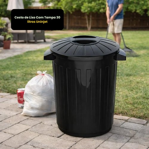Cesto de Lixo Com Tampa 30 litros Uninjet