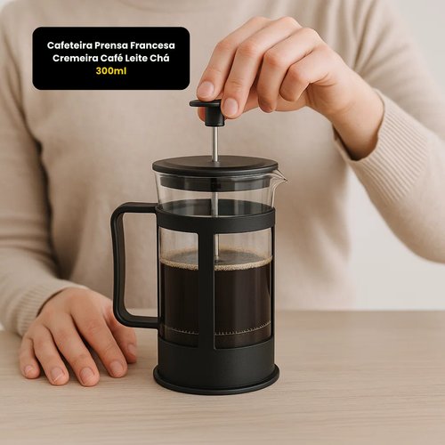 Cafeteira Prensa Francesa Cremeira Café Leite Chá 300ml