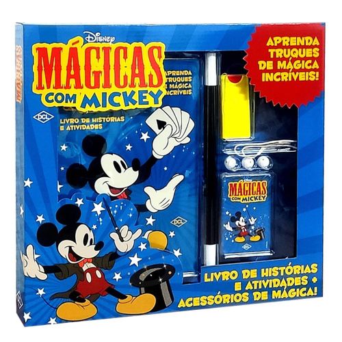 Kit com Mágicas Mickey Livro + Acessórios de Truques