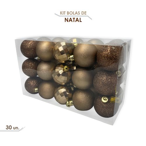 Kit Bolinhas De Natal 5cm Enfeite Natalino 30un Bronze