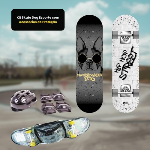 Kit Skate Dog Esporte com Acessórios de Proteção