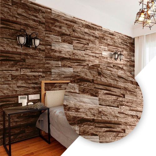 Papel de Parede Adesivo PVC Estampa Pedra Esculpida - 5 Metros