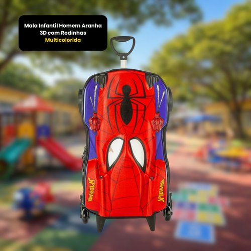 Mala Infantil Homem Aranha 3D com Rodinhas - Multicolorida