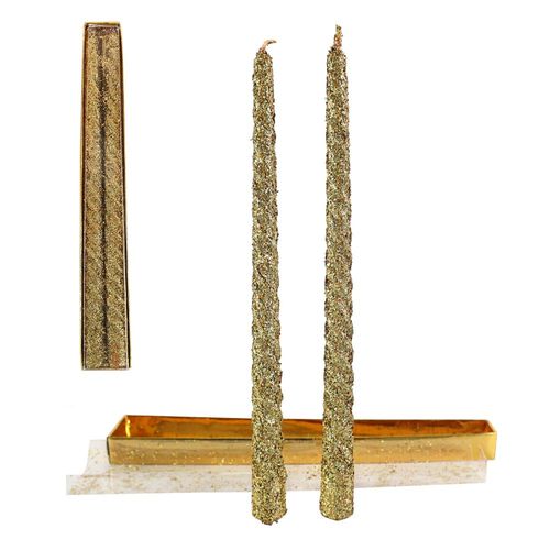 Vela Castiçal Torcidas Kit 2 Und Batizados, Casamento, Natal 25cm - Dourada