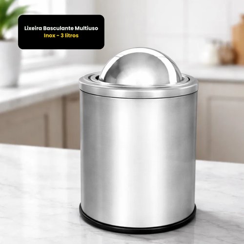 Lixeira Basculante Multiuso Inox - 3 litros