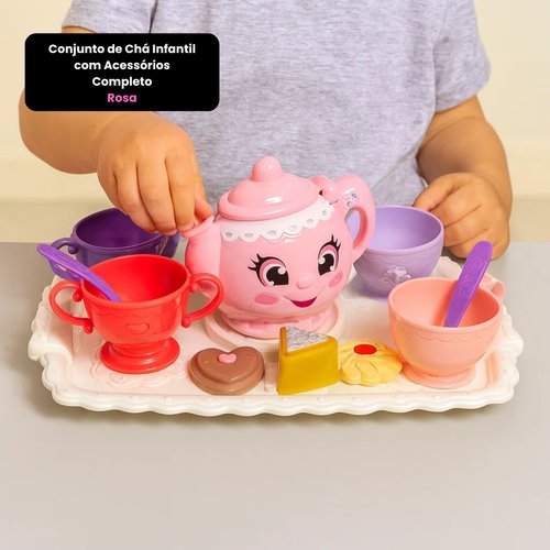 Conjunto de Chá Infantil com Acessórios Completo - Rosa
