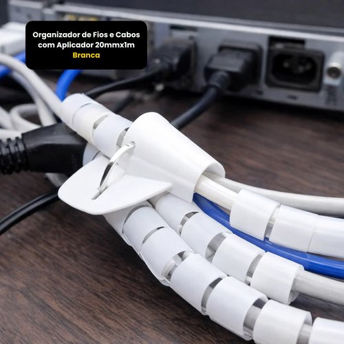 Organizador de Fios e Cabos com Aplicador 20mmx1m - Branca