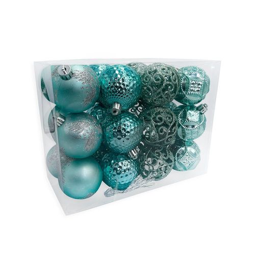 Kit Bolinhas De Natal 6cm Enfeite Natalino 24un Azul