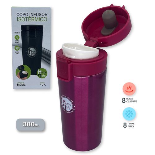 WE DROP - Copo Térmico Infusor 380ml Aço Inox Garrafa A Vácuo - ROSA