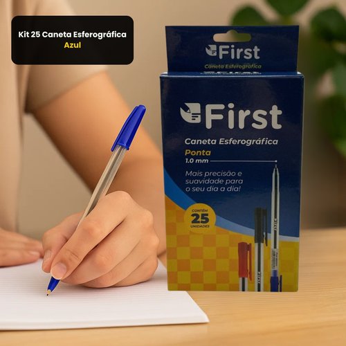 Kit 25 Caneta Esferográfica - Azul