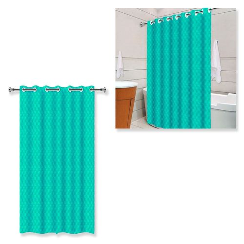 Cortina de Box 3D Azul Tiffany c/ ilhos