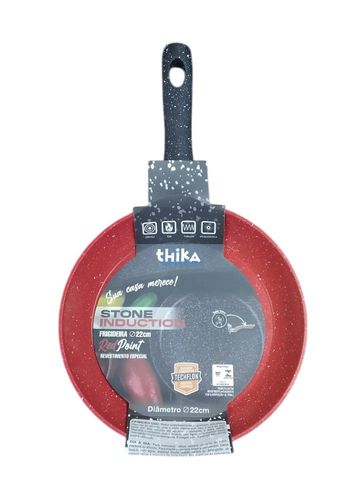 Frigideira em Alumínio Antiaderente Multifuncional 22cm - Vermelha