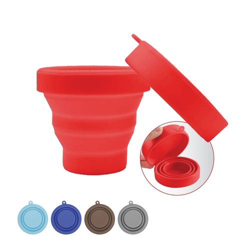 WE DROP - Copo Silicone Retrátil Dobrável C/ Tampa Reutilizável 140ml