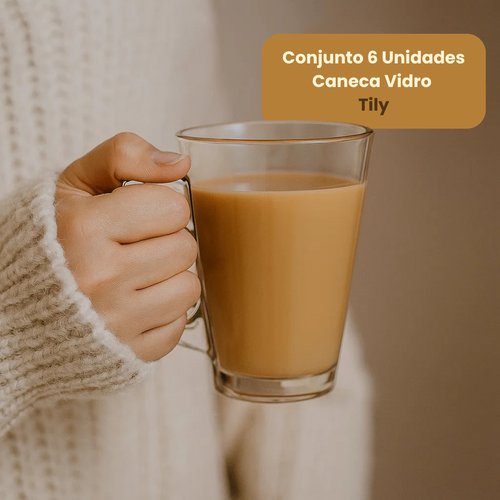 Conjunto 6 Unidades Caneca Vidro Tily