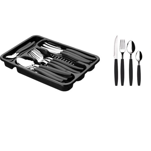 Jogo de Faqueiro 25 Peças com Porta Talher - Preta