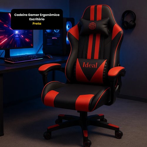 Cadeira Gamer Ergonômica Escritório - Preta
