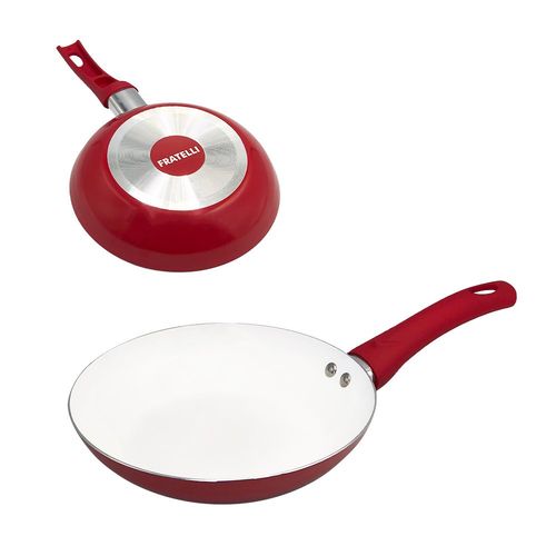 Jogo de Panelas Vermelho de Alumínio com Revestimento Cerâmico e Cabo de Baquelite - 4 Peças