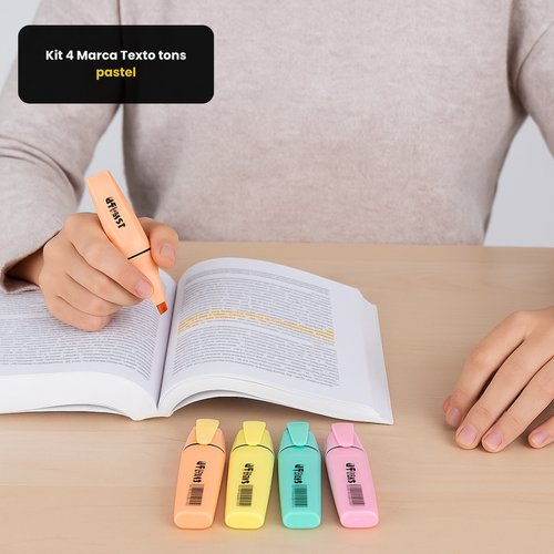 Kit 4 Marca Texto tons pastel