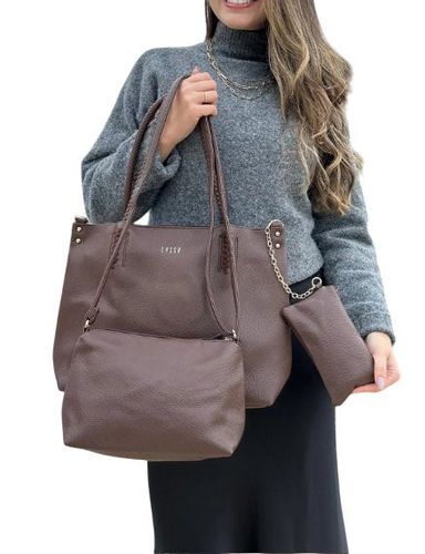 Kit 3 Peças Bolsa Feminina Estilo Tote - Marrom