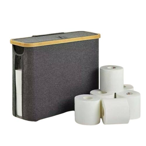 Cesto Multiuso Dobrável com Tampa - Cinza