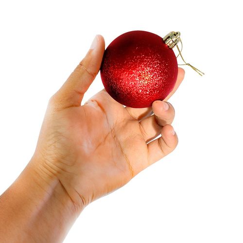 Kit Bolinhas de Enfeite de Natal para Decoração Pendurar 24 Unidades 6cm - Vermelho