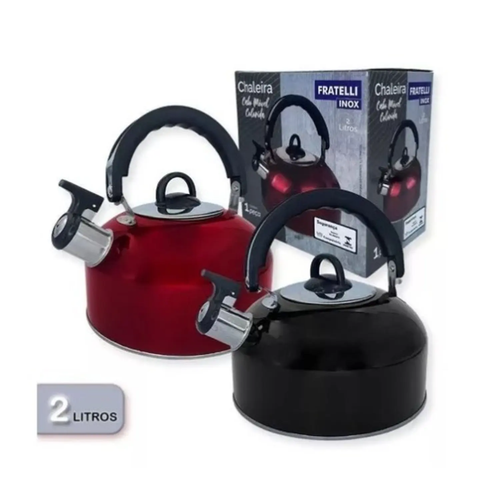Chaleira Com Apito Cabo Móvel Sortido - 2 Litros