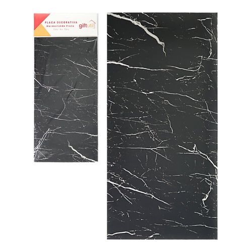 Placa Decorativa Papel de Parede Marmorizada Preta