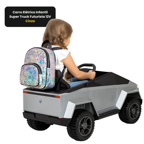 Carro Elétrico Infantil Super Truck Futurista 12v - Cinza