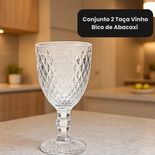 Conjunto 2 Taça Vinho Bico de Abacaxi Transparente
