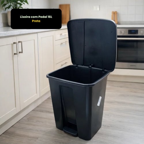 Lixeira com Pedal 16L - Preta