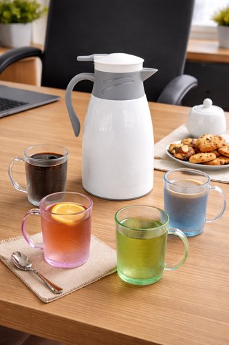 Jogo Garrafa Térmica 1 Litro Victoria Com 4 Canecas - Sortida