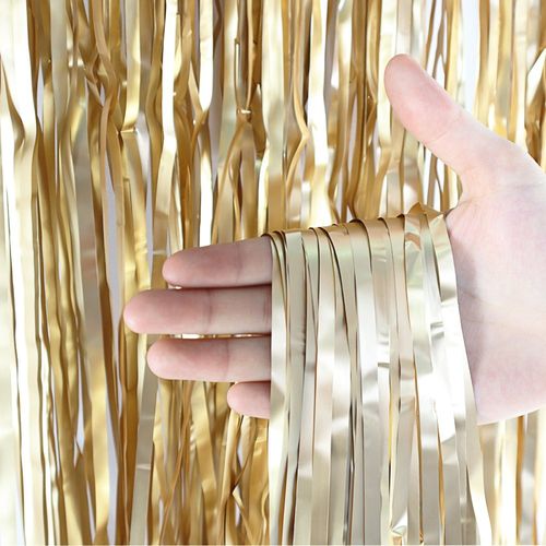 Cortina Metalizada Fitas Para Decoração Dourada