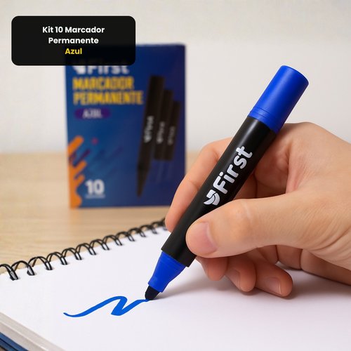 Kit 10 Marcador Permanente - azul