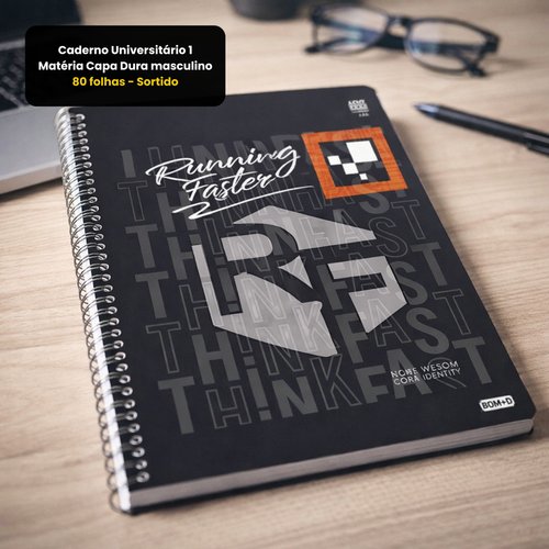Caderno Universitário 1 Matéria Capa Dura masculino 80 folhas - Sortido
