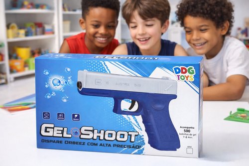 Pistola Gel Shoot Infantil Lança Bolinhas De Gel Azul