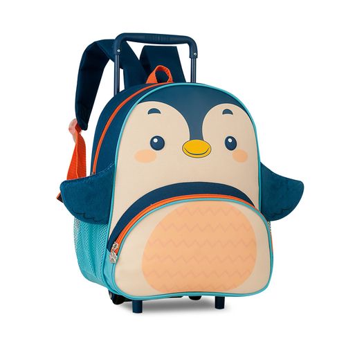 Mochila Infantil Com Rodinhas - Pinguim Azul