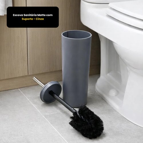 Escova Sanitária Matte com Suporte - Cinza