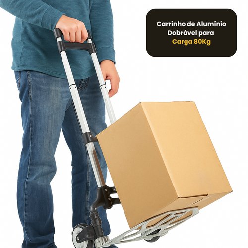Carrinho de Alumínio Dobrável para Carga 80Kg