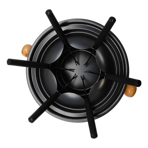 Conjunto De Fondue Para 6 Pessoas Com Garfos 11 Peças - Preta